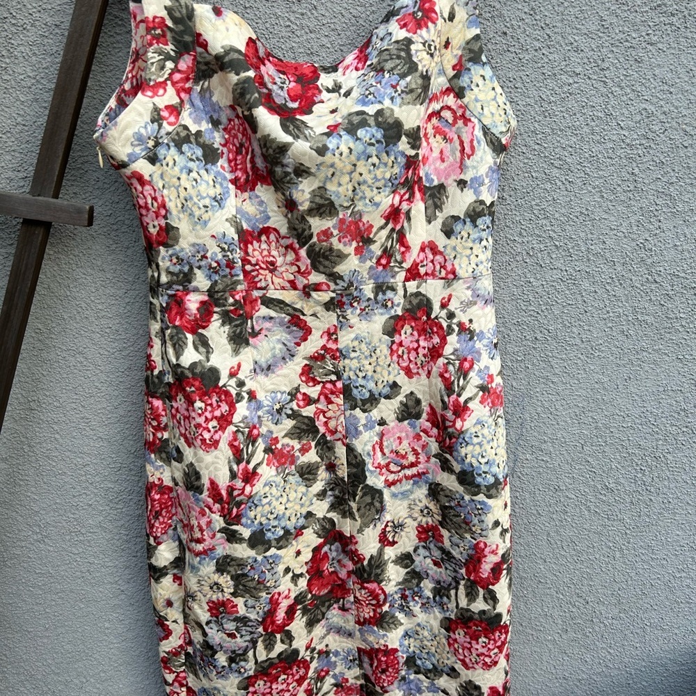 Rouje Floral Print Dress - Red and Cream - Picture 6 of 7